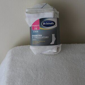 DR. SCHOLLS DIABETES AND CIRCULATORY ANKLE SOCKS-6 PAIR SHOE SZ 4-10